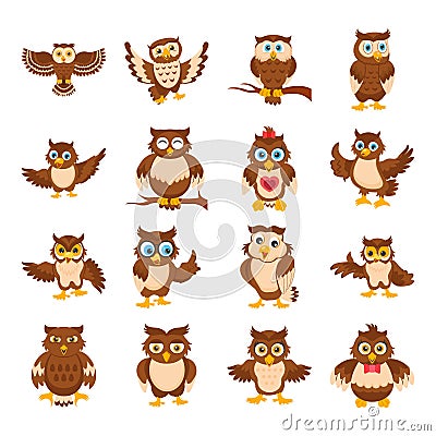 Owl Cartoon icons Stock Photo