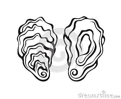 Oyster shell set Vector Illustration