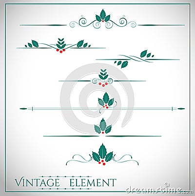 Collection of page dividers and ornate christmas headpieces Vector Illustration