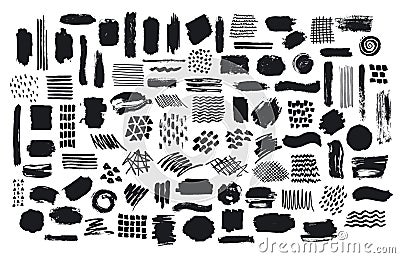 Collection of paint brush marker ink stokes textures Vector Illustration