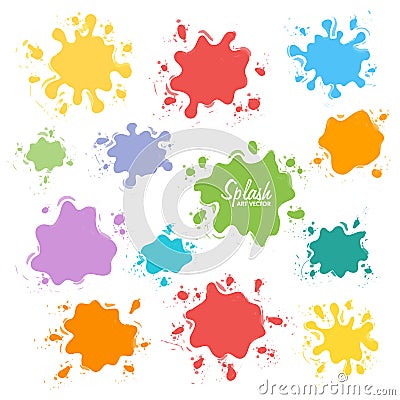 Collection of paint splash. Vector set of brush strokes. Isolated on white background Vector Illustration