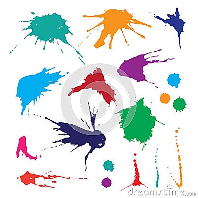 Collection of paint splash. Vector set of brush strokes. on white background. Vector Illustration