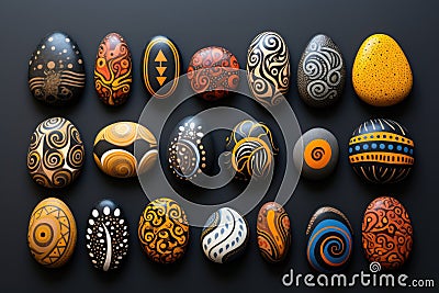Collection of painted smooth river stones Stock Photo