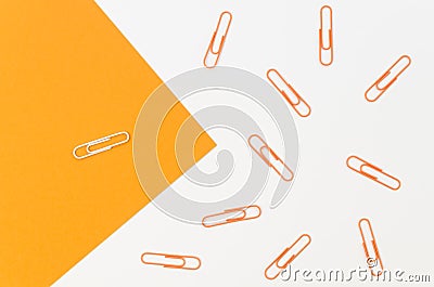 collection paper clips with only white one. High quality photo Stock Photo