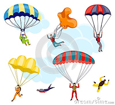 Parachutist vector set Vector Illustration