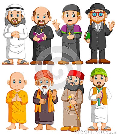Collection People of different religion set Vector Illustration