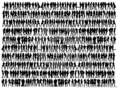 collection of people silhouettes Stock Photo