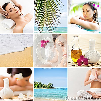 Collection of photos about massaging and recreation opportunities in Thailand Stock Photo