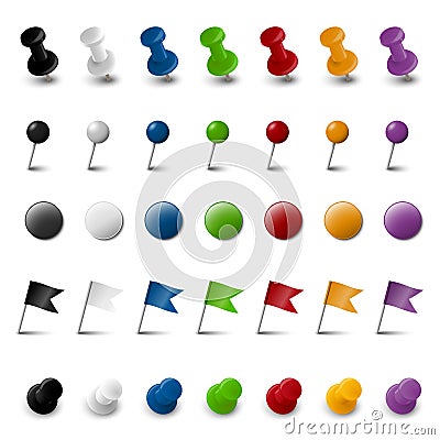 collection of pin needle office supplies Vector Illustration