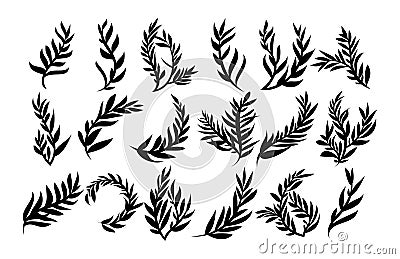 Collection of plant leaf branch icon design. Nature palm leaf logo icon bundle. Vector Illustration