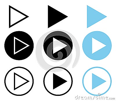 Collection of play icon multimedia icon vector. interface element navigation icon Vector Illustration