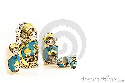 Collection Polish traditional Babushka dolls Stock Photo