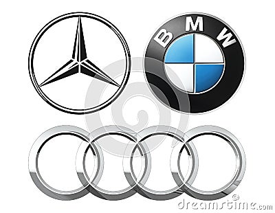 Collection of popular German car logos Editorial Stock Photo