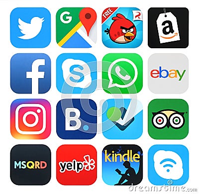 Collection of popular icons Editorial Stock Photo