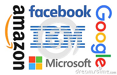 Collection of popular internet companies logo Editorial Stock Photo