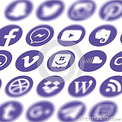 Collection of popular social media icons Editorial Stock Photo