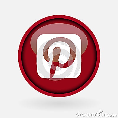 Collection of popular social media logo printed on white paper: Pinterest Vector Illustration