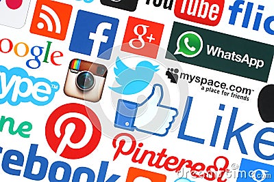 Collection of popular social media logos Editorial Stock Photo