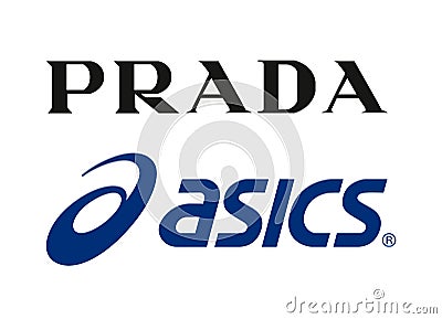 Collection of popular sportswear manufactures logos: Prada and Asics, on white background, vector illustration Vector Illustration
