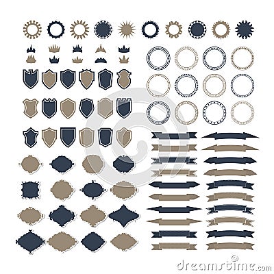 Collection of premium design elements. Set of ribbons, geometric Vector Illustration