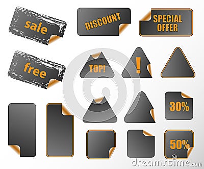 Price tags promotion set vector flat sticker isolated icon sale label discount shop badge banner sign offer retail special coupon Vector Illustration