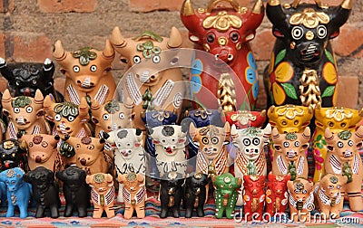 A collection of Pucara Bull statues Stock Photo