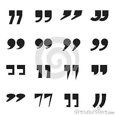 Collection of quotation marks, speech marks, quote sign icons Vector Illustration