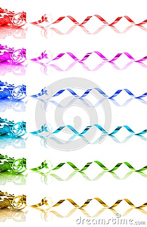 Collection of rainbow colored gift ribbons Stock Photo