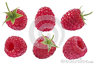 Collection of raspberry isolated on white background Stock Photo