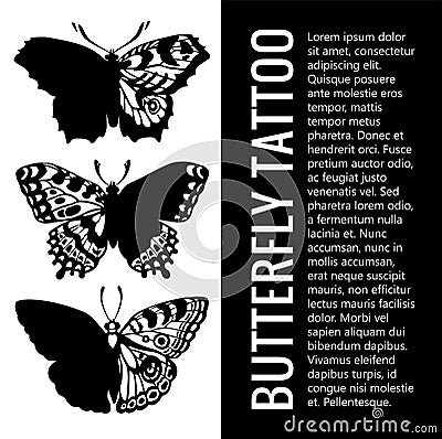 Collection of realistic butterfly tattoos Stock Photo