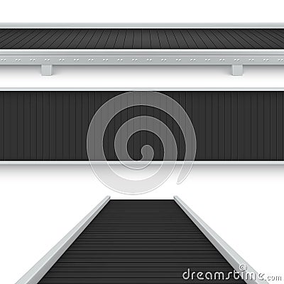 Collection Realistic Conveyor Belt Top Front Side View Vector