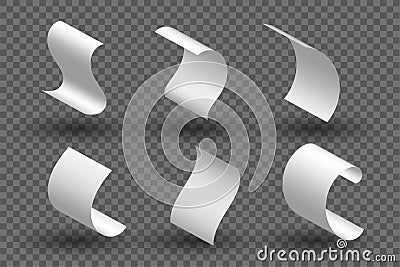collection of realistic empty page curl with twisted border Vector Illustration
