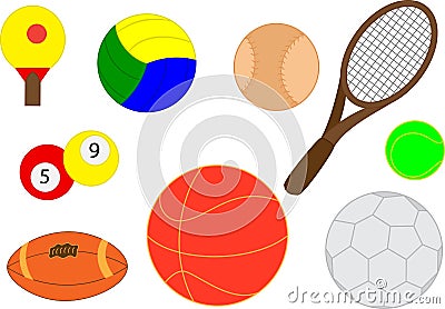 Collection of realistic sports balls Cartoon Illustration
