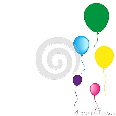 Collection of realistic vector helium balloons for birthday, party, , isolated on white background. Vector Illustration