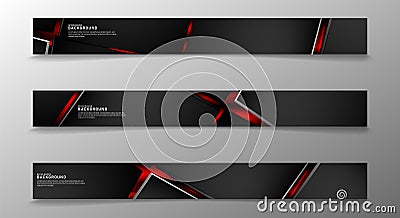 Collection of rectangular banners. Geometric shapes background overlapping dark red gray. vector design Vector Illustration