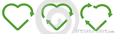 Collection of recycle heart symbol Vector Illustration