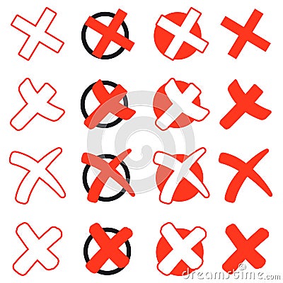 Collection of red crosses Vector Illustration