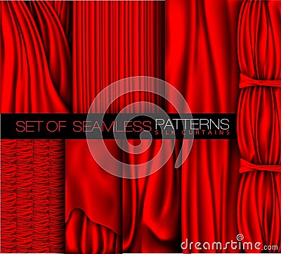 Collection of red curtains with shadows and glare Stock Photo