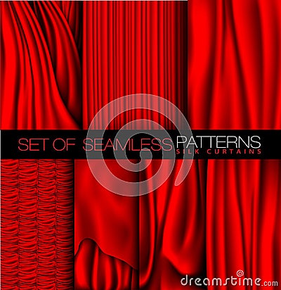 Collection of red curtains with shadows and glare Stock Photo