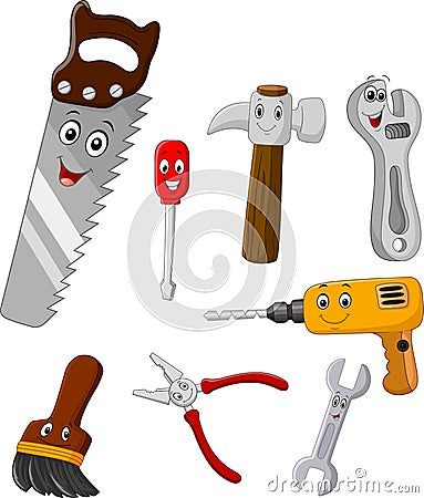 Collection of repair tool cartoon Vector Illustration