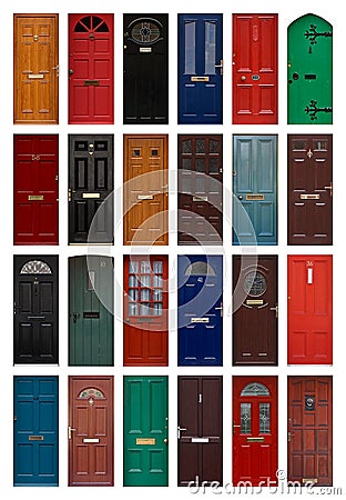 Isolated front doors Stock Photo