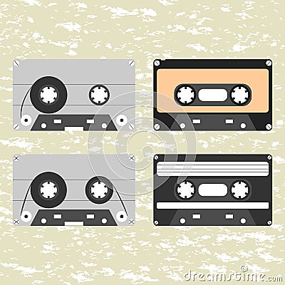 Collection of retro audio cassettes Vector Illustration