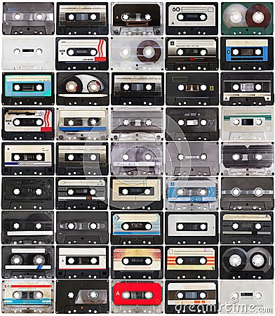 Collection of retro audio tapes Stock Photo