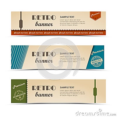 Collection retro horizontal banners template Vector Illustration