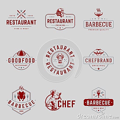 Collection retro logo gourmet cuisine restaurant cafe eatery food shop with place for text vector Vector Illustration
