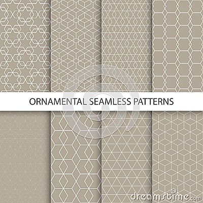 Collection of retro ornamental patterns. Vector Illustration