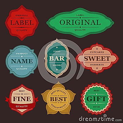 Collection of retro vintage colorful design labels Vector Illustration