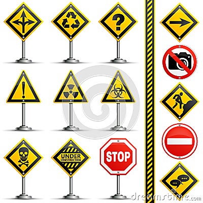 Collection Road Signs Vector Illustration