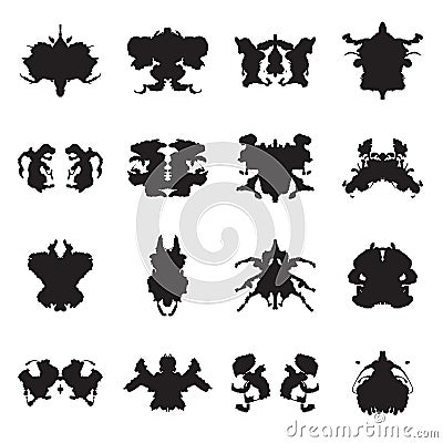 Collection of Rorschach test inkblots. Vector illustration Vector Illustration