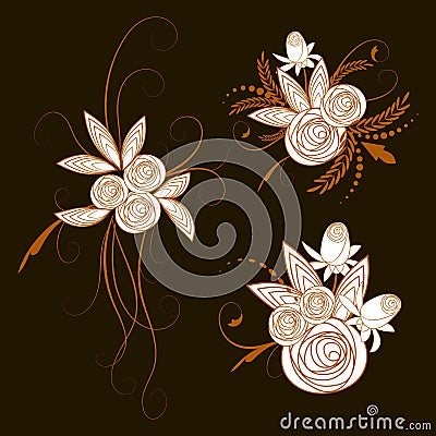 Collection of roses bouquets. Vector Illustration